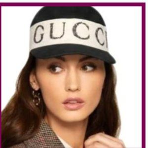 Gucci Canvas  Baseball Hat with LOGO Headband in Black